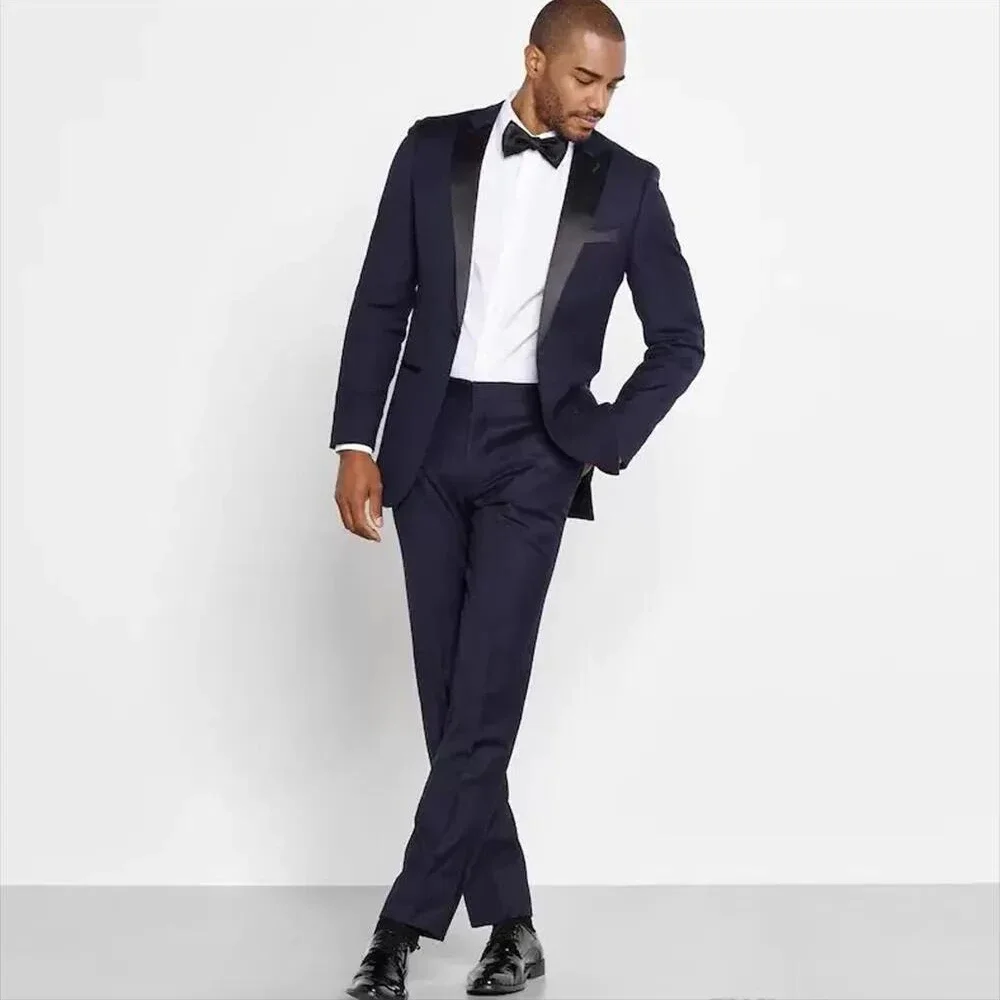 

Men Suit Business Casual Slim Fit Grooms Custom Made Male Formal Set Shawl Lapel 2 Pieces（Blazer +Pants）Costume Homme