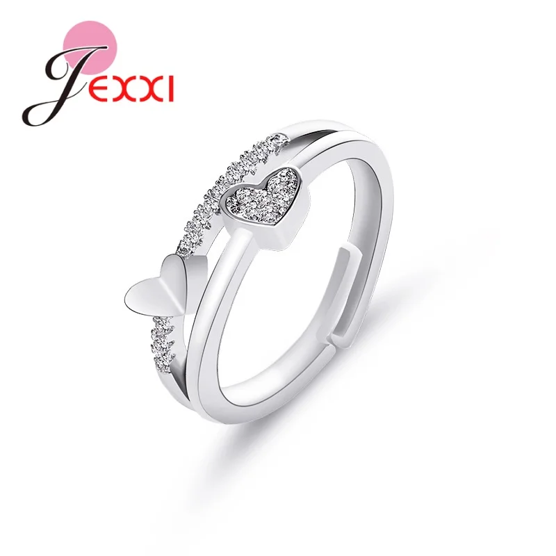925 Sterling Silver Love Heart Shape Finger Rings For Women Girls Band Engagement Statement Wedding Jewelry Anel
