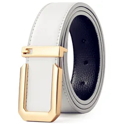 Sleek Unisex Fashion Belt with Silver Buckle - Premium Quality for Casual and Professional Wear (White Gold)