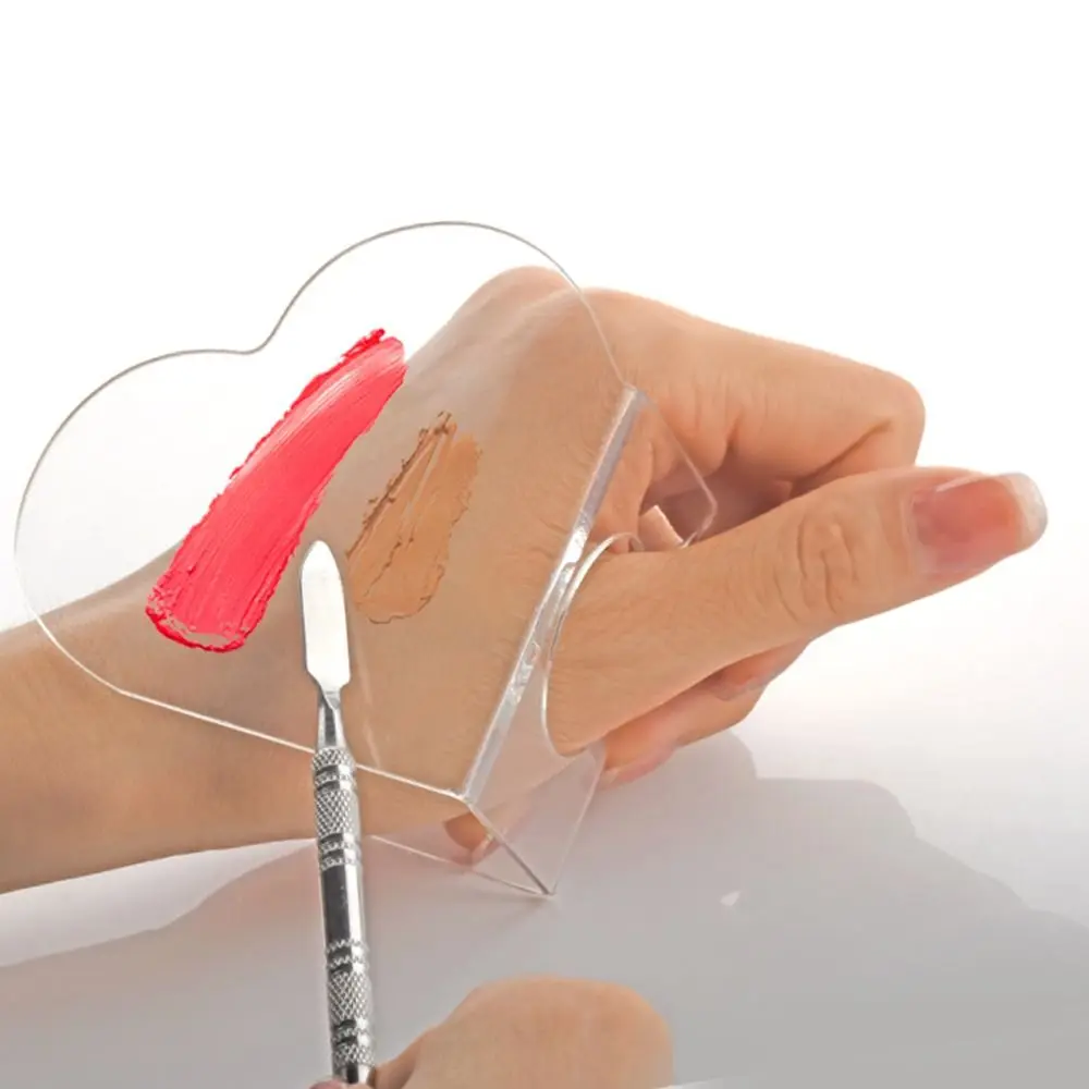 Acrylic Transparent Palette Portable Reusable Paint Palette Handheld Heart-shaped Foundation Mixing Manicure Tool