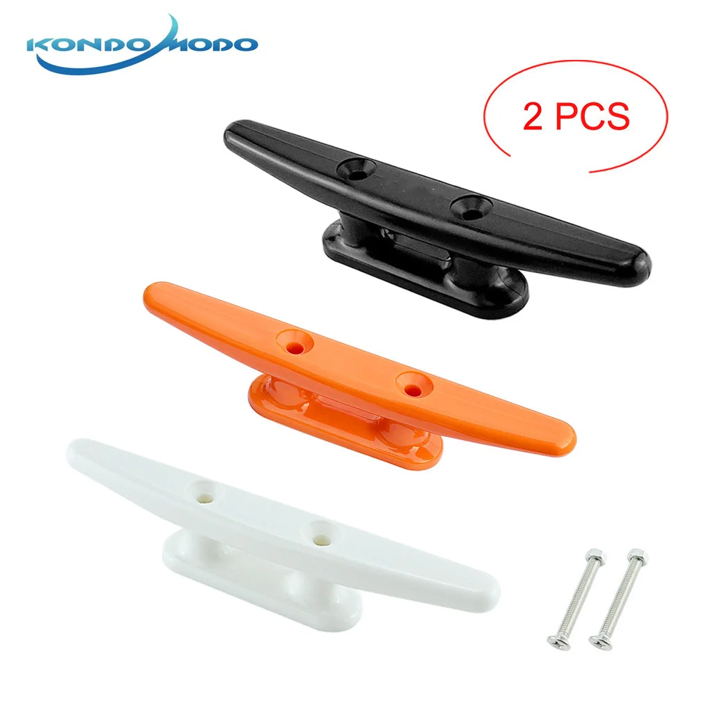 

2PCS Boat Accessories Nylon Low Flat Cleat Open Base Cleat With 2 Screws 4 Inch 5 Inch Marine Boat Yacht Deck Line Rope Tie