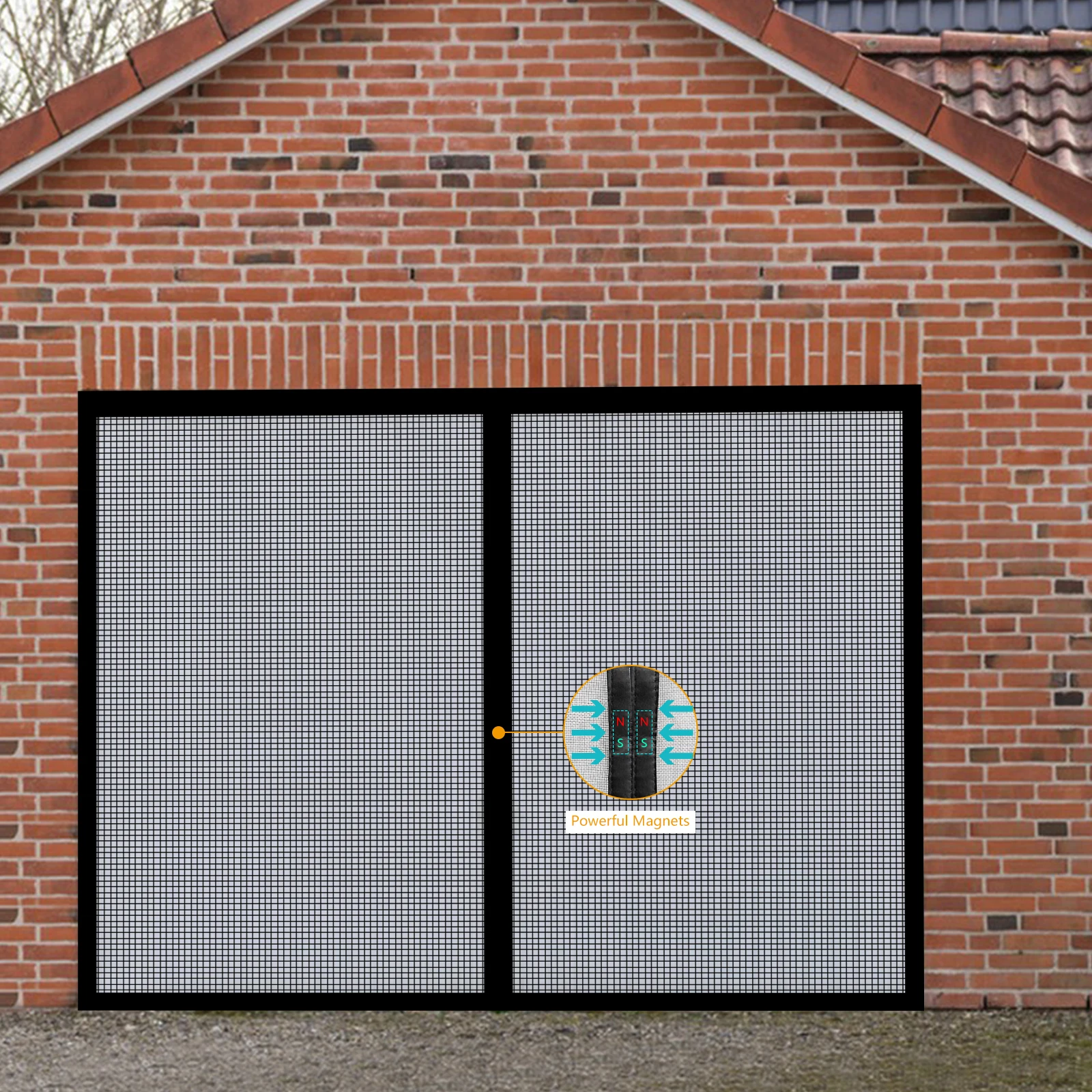 Garage Door Screen,10x8 Ft Magnetic Closure Heavy Duty Weighted Bottom Garage Screen,Garage Net Cover 3