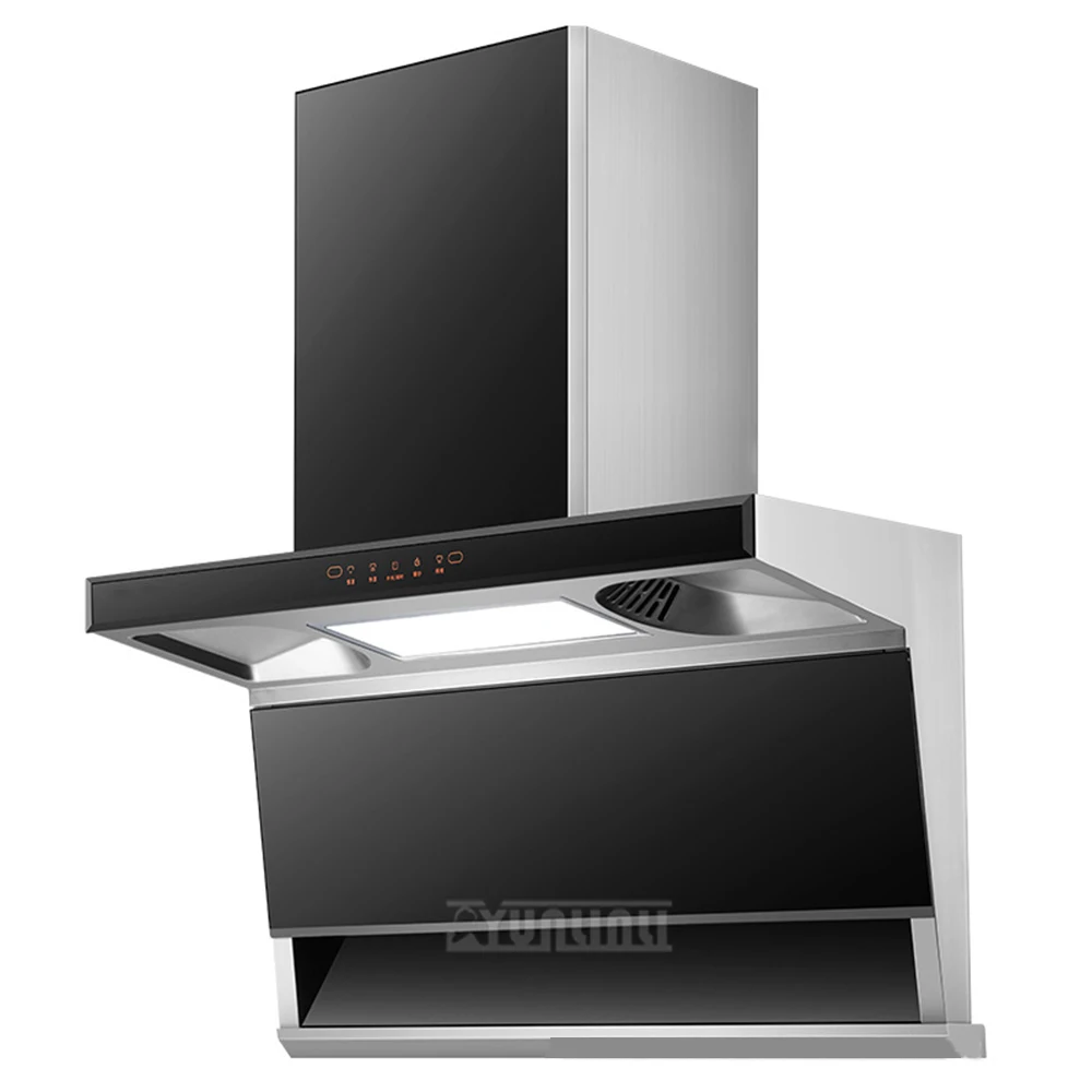 Good Quality 90cm Household Stainless Steel Range Hood Top Side Three Exhaust Range Hood Kitchens Large Suction Range Hood 6