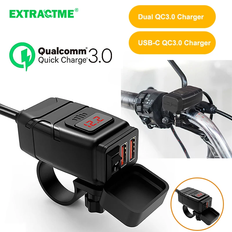 Chargeur De Guidon De Moto Étanche Double Port Usb 12v Chargeur Rapide 3.0  Avec Voltmètre Chargeur De Moto Usb - Moto Electronique Accessoires -  AliExpress