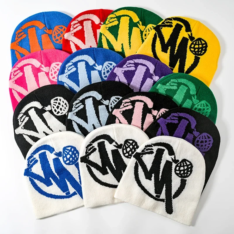 

Winter Warm New Street Trend Personality Hat Minus Two Beanie Cargo Y2K Cap Casual Pullover HipHop Double Knit Hat for Men Women