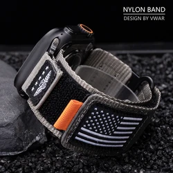 Patriotic Sports Trail Nylon Watch Strap - USA Flag Design for 49 46 45 44mm (Gray)