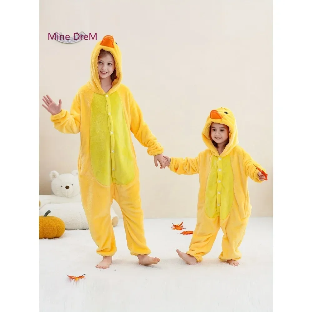 Children Chicken Kigurumi Onesies Pajama Boy Girl Sleepwear Halloween Jumpsuit Animal Duck Cosplay Onesies Pajamas