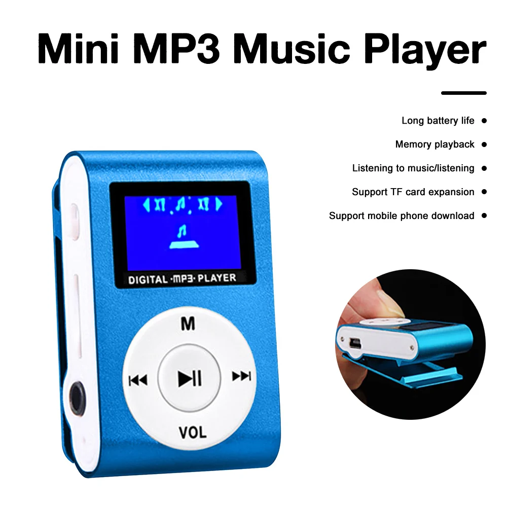 Мини USB MP3-Плеер OOTDTY С Металлическим Зажимом, ЖК-Экран.