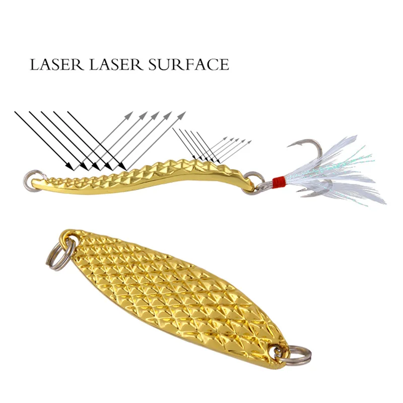 Fishing Spoons Gold Silver Metal Lures with Treble Hooks Hard Baits for  Bass Trout Steelhead Salmon Pike Walleye