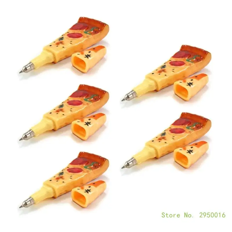 

5 Pcs Pizza Shaped Ballpoint Pen Smooth Writing Pen Black-Ink Pen Refrigerator Sticker School Office Supplies