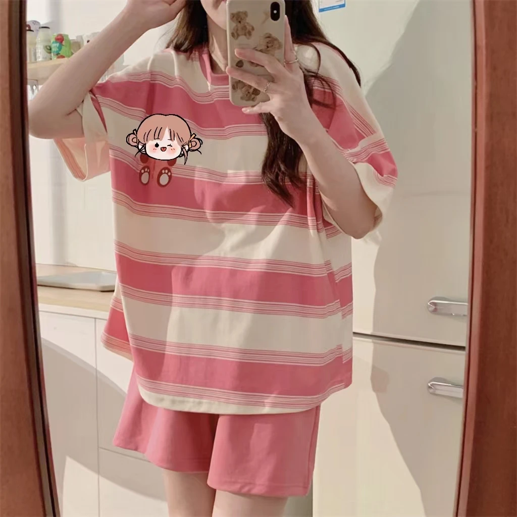 بيجامات قطنية مقلدة على الطراز الكوري للسيدات ، بد...