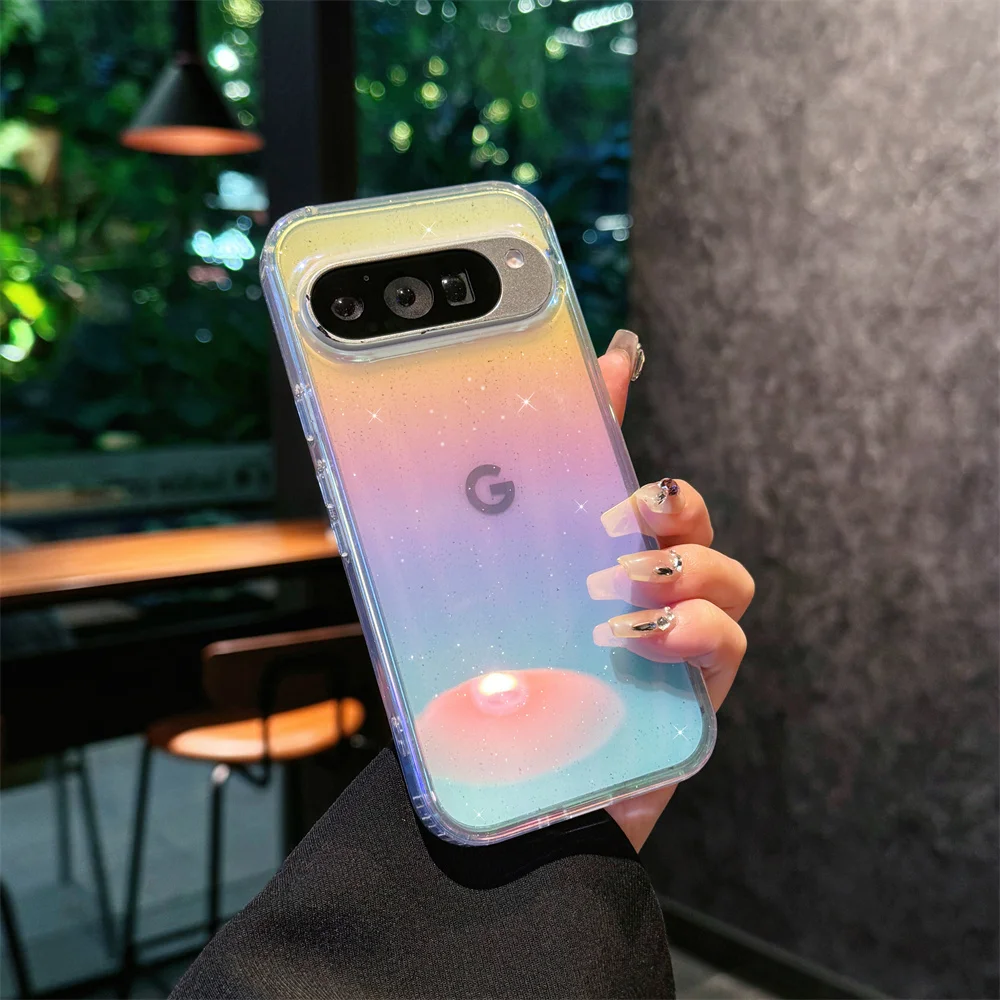 Gradient Bling Glitter Magnetic Wireless Charging Colorful Clear Case
