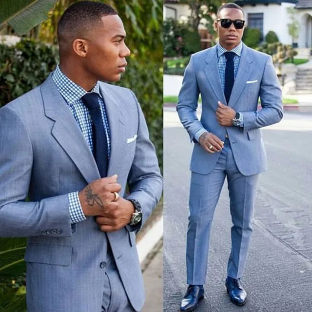 Dilun New Costume Homme Light Blue Mens Suits Groom Tuxedos Terno Groomsmen  Wedding Party Dinner Best Man Suit (jacket+pants) - Suits - AliExpress