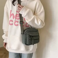 Korean Harajuku Messenger Bags Corduroy Women's Small Shoulder Bag Teenager Girl Crossbody Bag Cute Tote Student Bolsa - Image 3