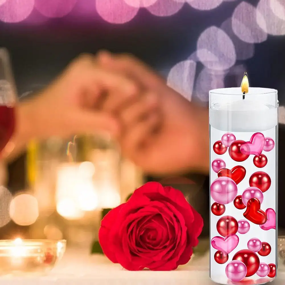 Valentine's Day Vase Filler Wedding Decor Heart Pearl Water Gel Bead  Floating Candles Centerpiece For Candle for Candle Holder - AliExpress