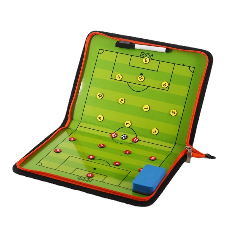 Soccer Tactical Board Coach Tactical Board Magnetic Zipper Foldable Strategy with Pen Clipboard