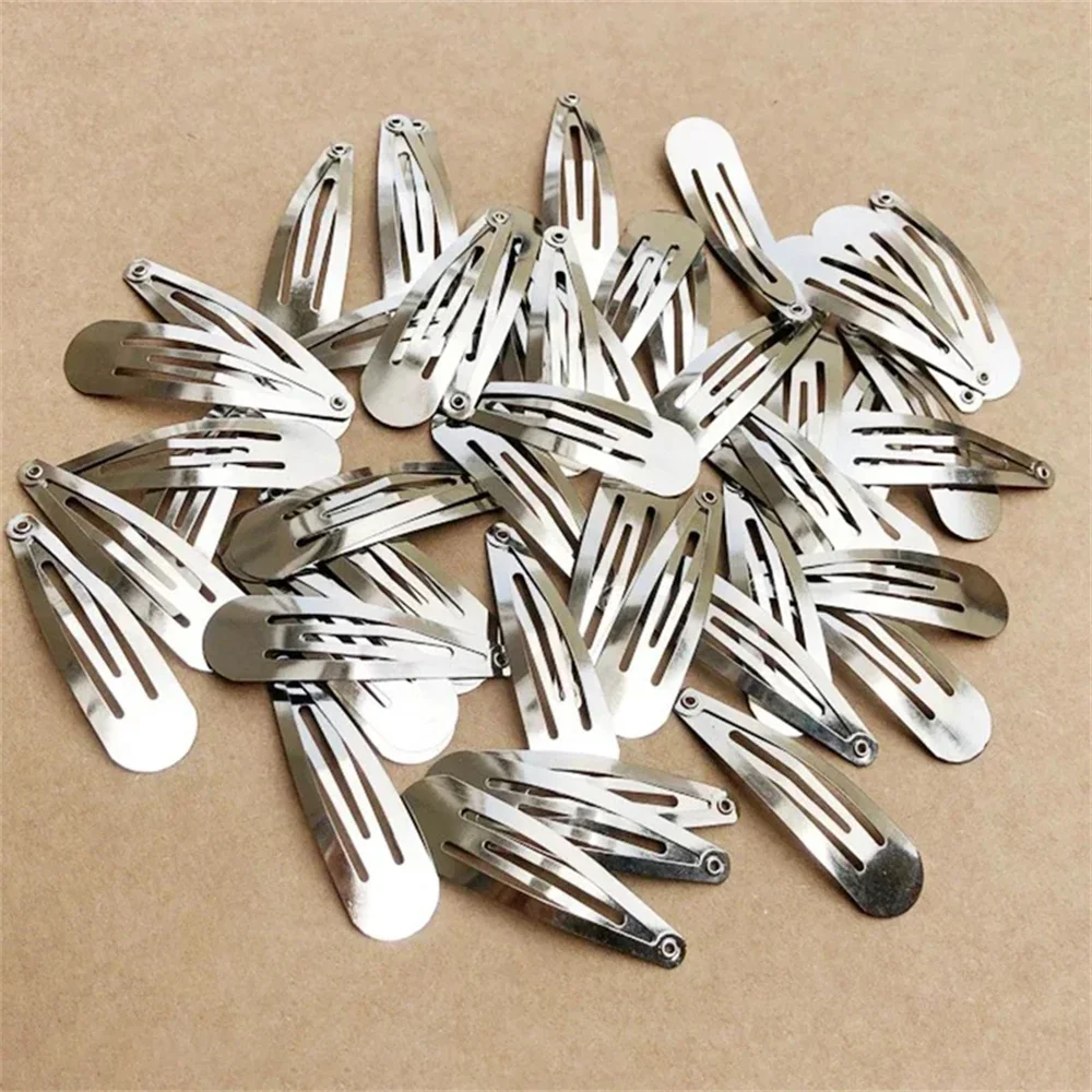 Hair Clips 5-50pc 3/4/5/6cm Simple Silver BB Snap Hairpins Base For DIY Handmade Women Girls Styling