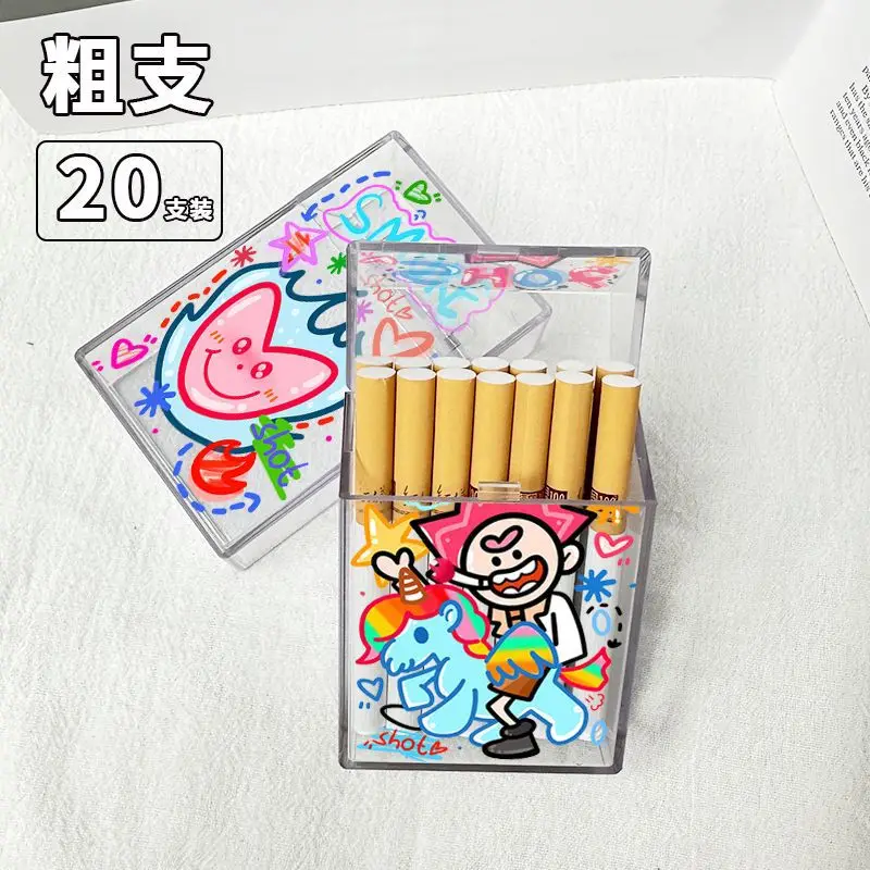 

Creative Transparent Cigarette Box 20 Pack Portable Plastic Flip Cover Moisture-proof Cigarette case High Beauty Smoking Tool