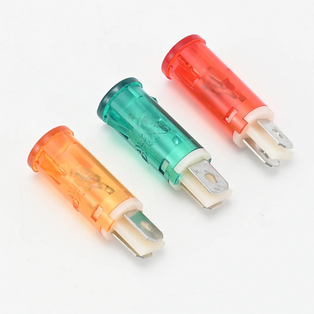 10 Pz Lampada Di Segnalazione Montaggio A Pannello Indicatore Al Neon Rosso Verde Giallo Luci 220V 12V/24Vdc 10Mm Mdx-11A Guida Pilota