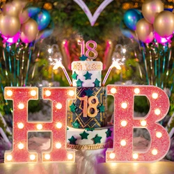 Upgrade LED Letter Lights Glitter Alphabet Light Up Letter Sign Night Light Gifts Birthday Wedding  Christmas Party Decoration