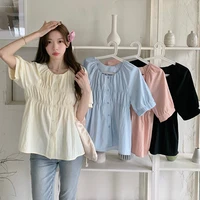 L-4XL Plus Size Chiffon Blouse Women Summer 2025 Short Sleeve Slim Waist Large Size Loose Tops Blouse Casual Lady Top Femme - Image 2
