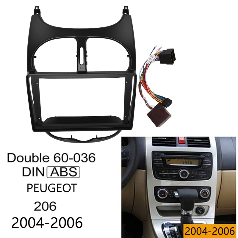 

Car Radio Fascia Panel Frame CD DVD Dash Audio Cover Trim With Frame Cable Canbus For PEUGEOT 206 2000-2006