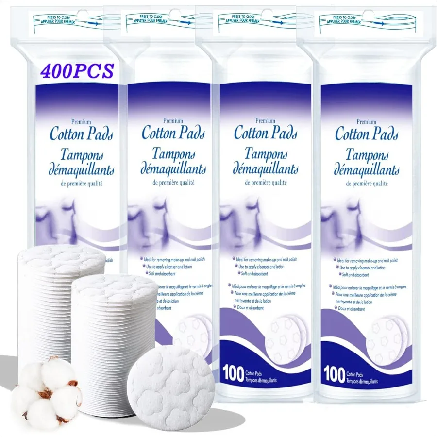 Organic Cotton Makeup Remover Pads 400 Count