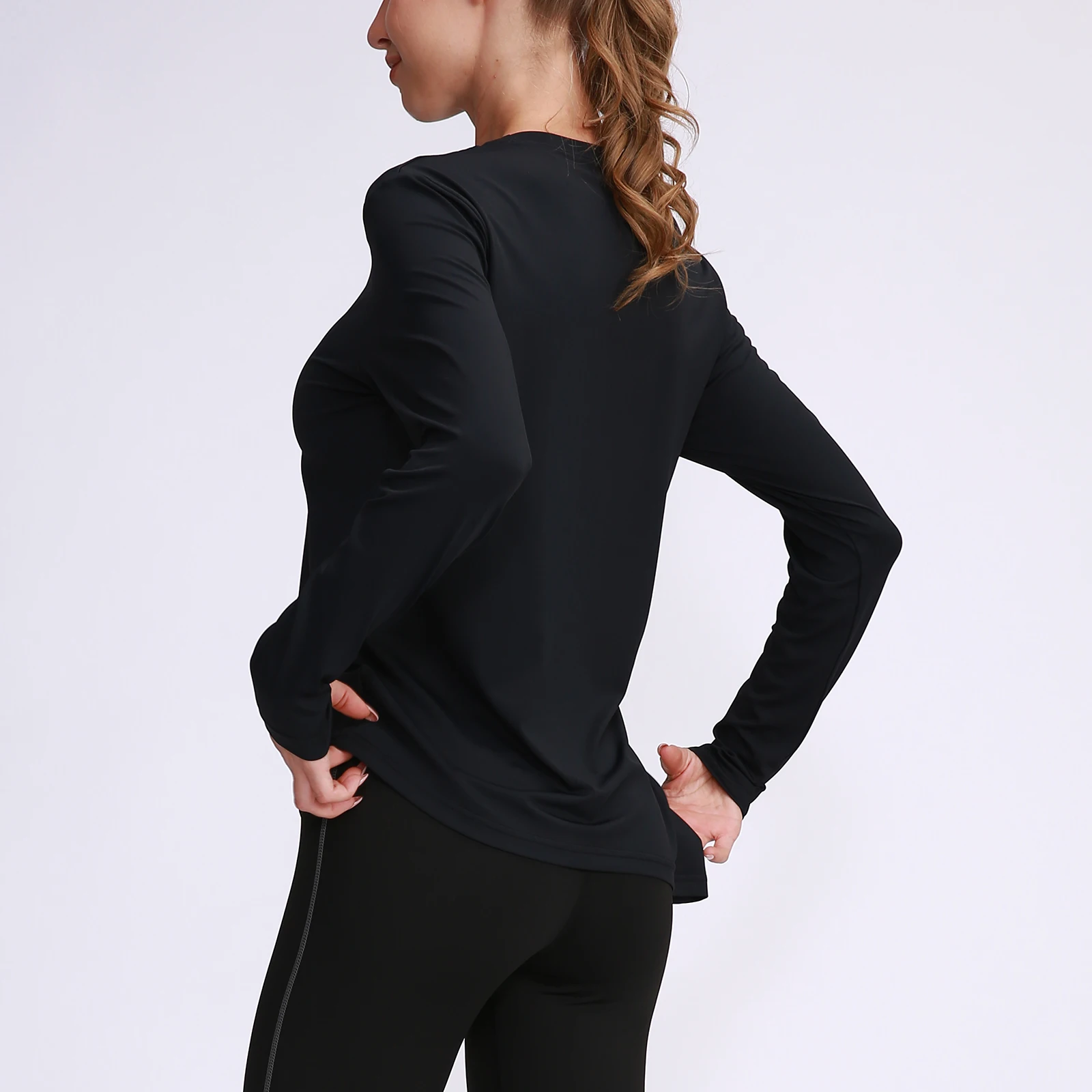 Women Loose Yoga T-Shirts Long Sleeve Fitness Split Bottoming Shirt Running Quick-Drying Workout Tops Blouses Gym Training Tops