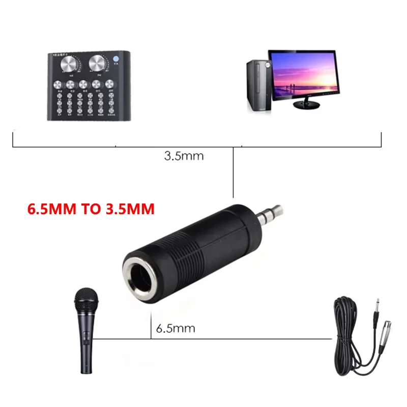 5Pcs 3.5mm 6.35mm Stereo Mono Plug To 3.5mm 6.5mm Audio Jack Connector Adapter Converter for Speaker 4