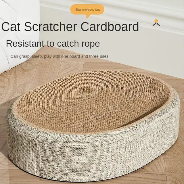 Oval Shaped Scratch Pad For Cats Sisal Scratching Cat Bed Multipurpose Pet Sleeping Mat Wear-Resistant Cat Scratch Bed Nest 3