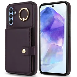 Elegant Flip Folio Wallet Case with Card Holder - Premium PU Leather Cover - Galaxy A15 (Purple)