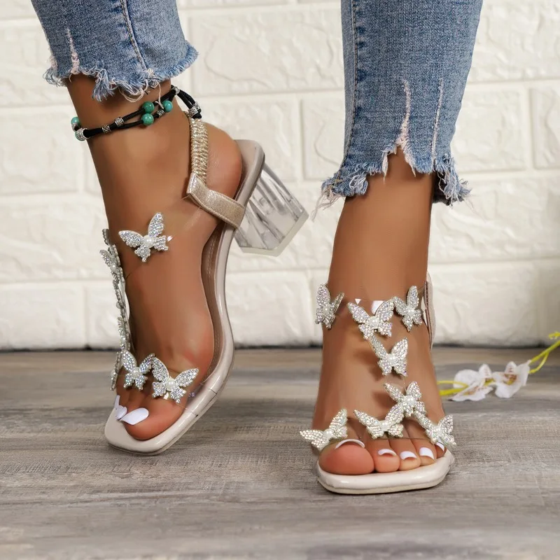 

Сандалии на низком каблуке, роскошные дизайнерские удобные нескользящие босоножки с квадратным носком, Классические босоножки, лето