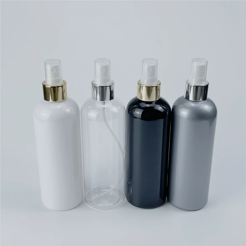 

300ML X 20 Empty Makeup Spray Pump Plastic Bottles With Gold Silver Aluminum Collar 300cc Perfume Toner Cosmetic PET Containers