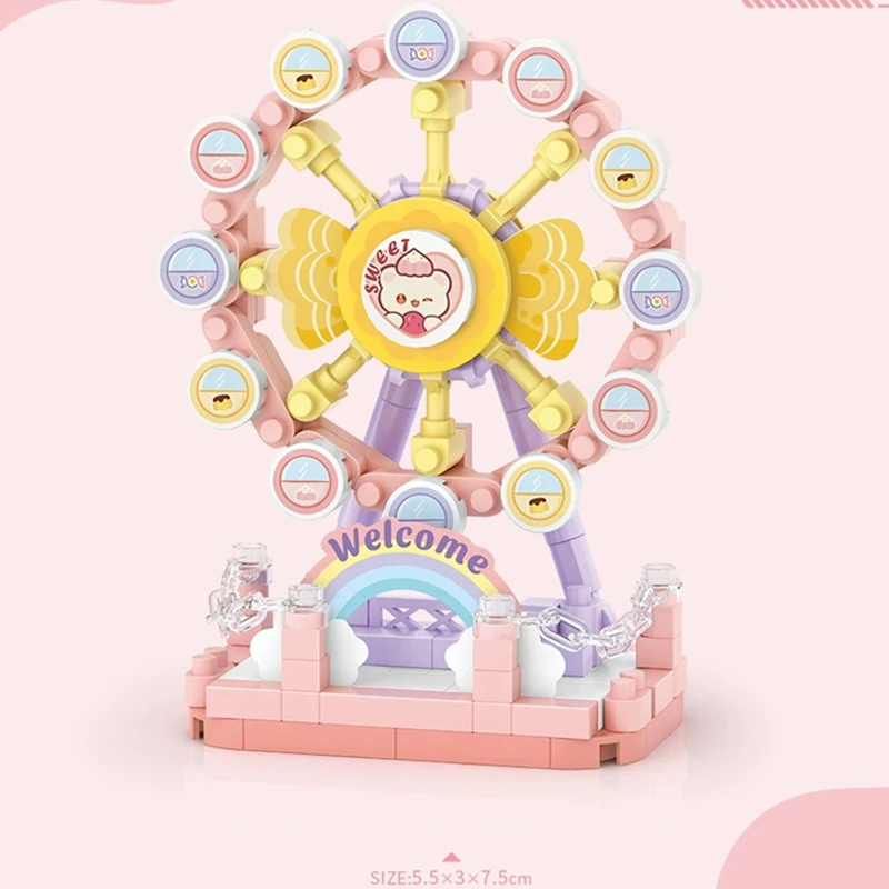 NEW Amusement Park Carousel Pirate Ship Ferris Wheel Halloween Game Street View Building Blocks Kit Girl Bricks Model Kids Toy