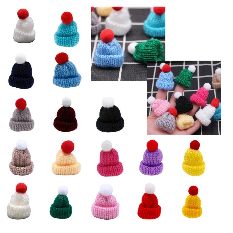 Assortment of 10 Mini Knitted Hats Clothing Accessories and Christmas