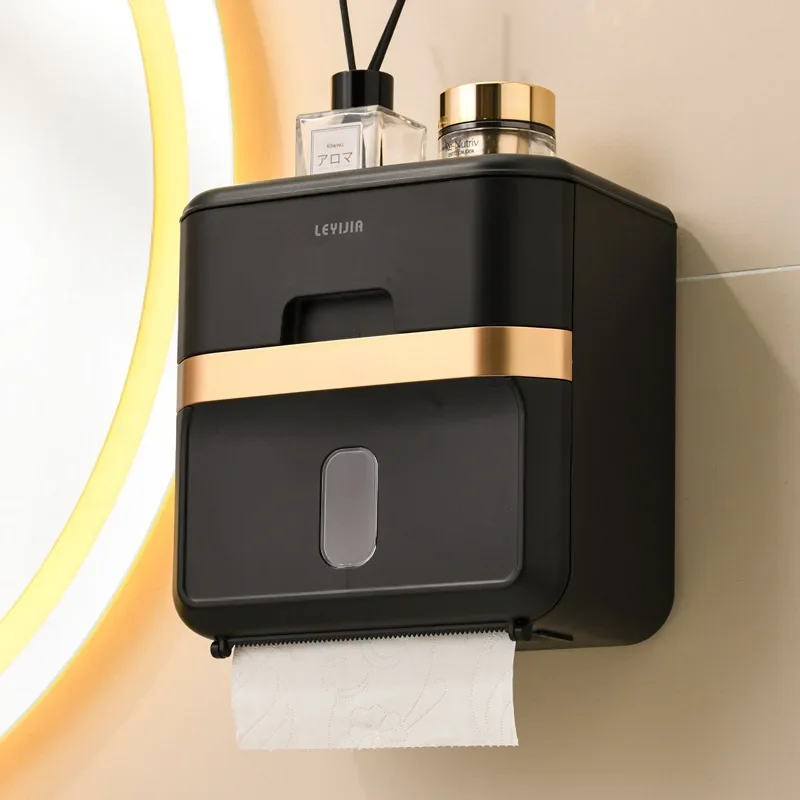 Toilet Paper Holder Box Bathroom Rack Waterproof Reel Tissue Storage Box Punch-free Kitchen Bathroom Storage Holder toilet paper holder