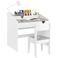Aiyaplay Ensemble bureau et chaises pour enfants +3 ans avec tiroir amovible et compartiment gris et blanc 1