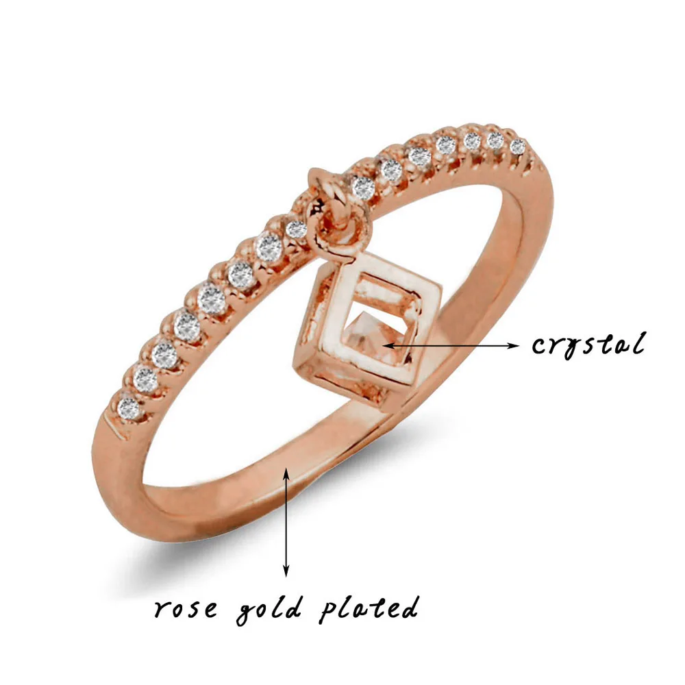 SINLEERY Charm Cubic Zirconia Crystal Inside Hollow Square Pendant Rings For Women Girls Gold Color Wedding Jewelry crystal rings zircon rings stone rings fashion rings gold rings wedding rings fashion ring finger rings metal rings