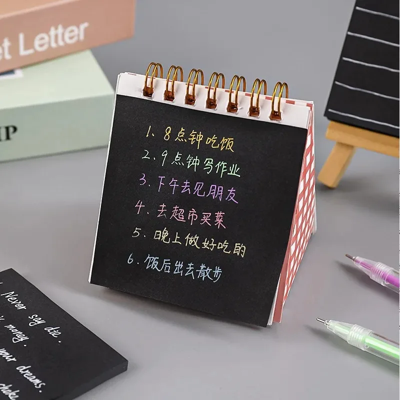 Creative Black Sticky Notes Simple Student Message Sticky Note Paper Cute Office Memo Message Note Sticky Stationery Sticker