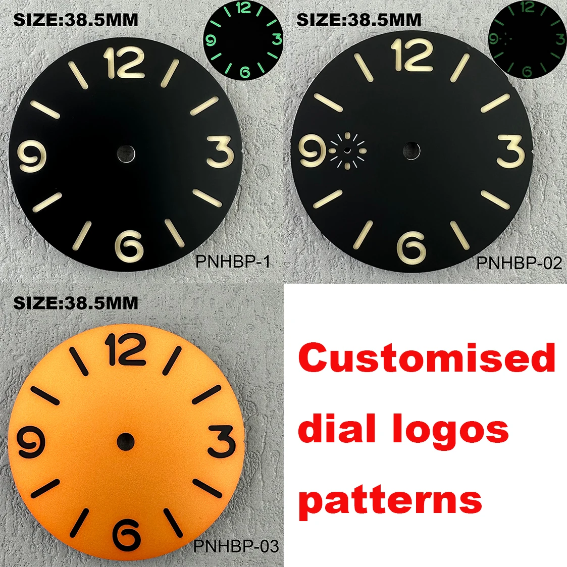 

Suitable for ETA 6497 6498 watch movement 38.5mm/36mm green luminous dial aseptic watch dial wristband plate customisable logo