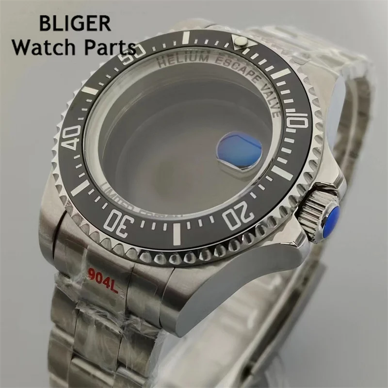 

BLIGER 43mm watch case AR sapphire glass 3 o'clock date fit NH35 NH34 ETA 2836 Miyota8215 Mingzhu DG2813 3804 PT5000 movement