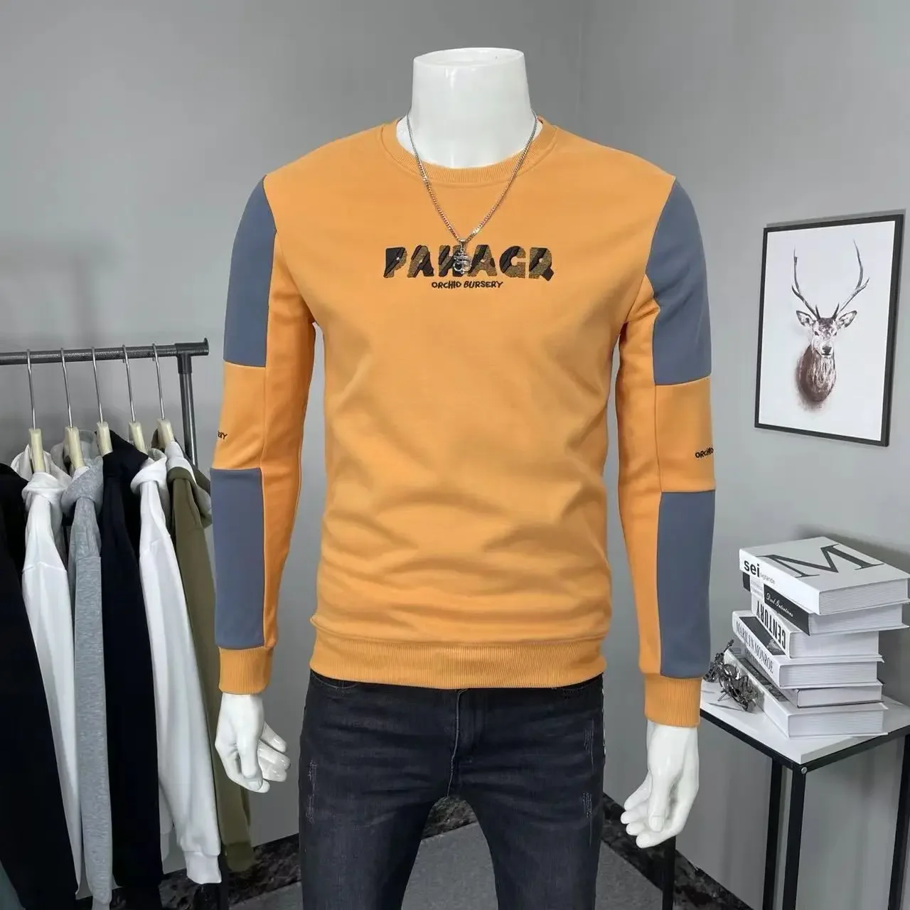 thumbnail image 1 of Sudaderas de primavera, ajustadas, ajustadas, nuevas camisetas para hombre, divertidas, talla S, manga larga, camisetas de diseñador, camisetas coreanas de lujo XL, jerséis para hombre, 1 of 4