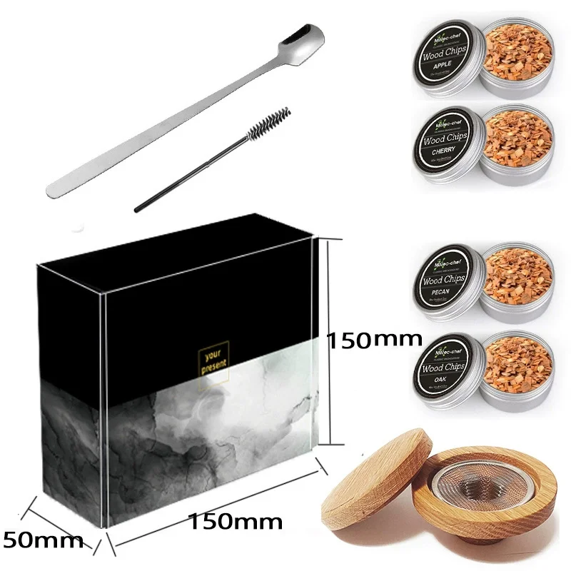 Kitchen Bar Tools Cocktail Smoker Kit 4 Types Smoked Wood Sustainable Flamethrower Party Reception Whiskey Beer Drink Smoker Set cocktail smoker kit