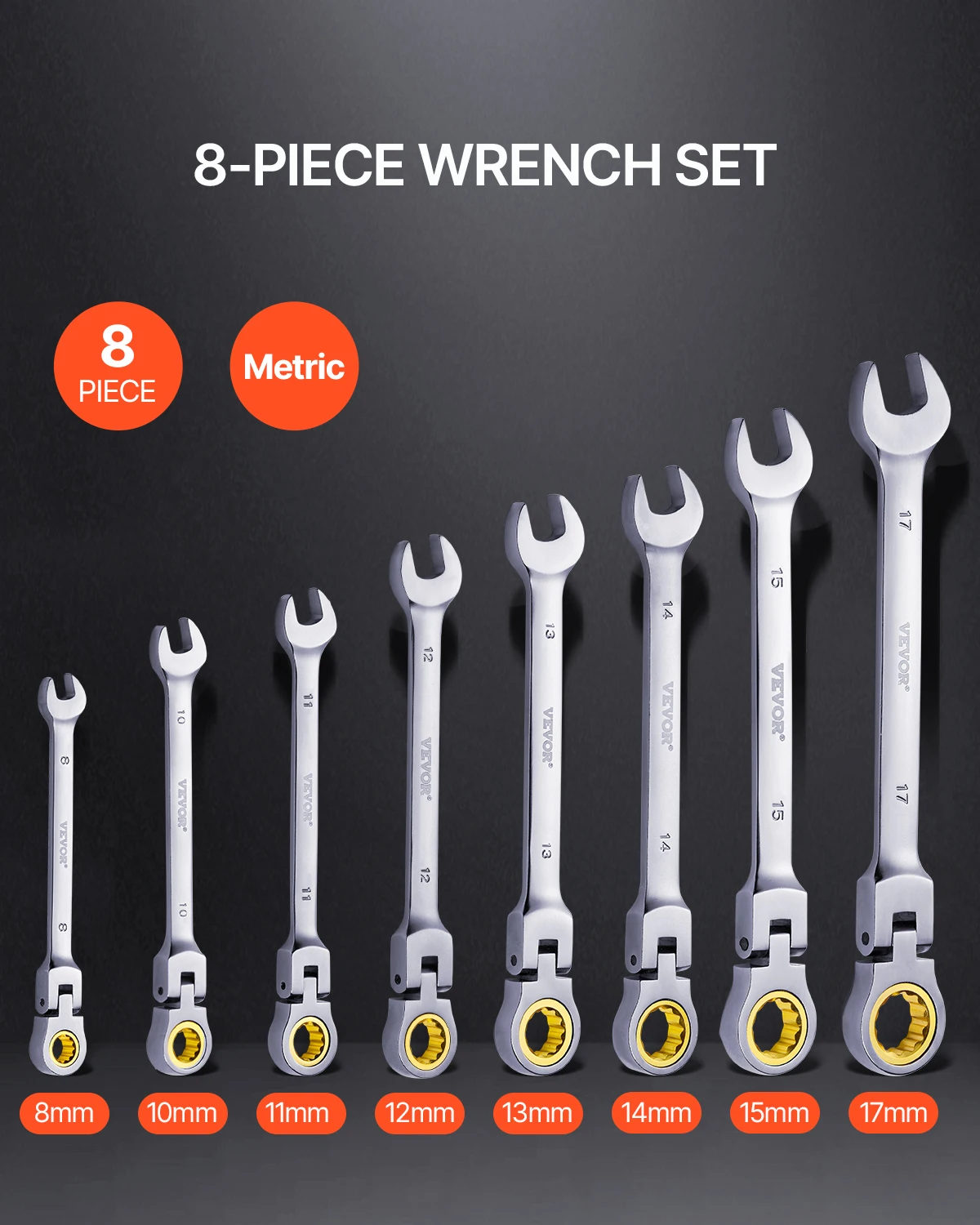 8-Piece Flex-Head Ratchet Wrench Set 2