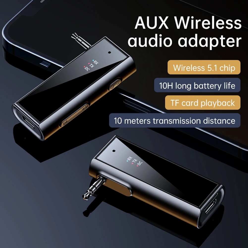 

Bluetooth Transmitter Receiver 2 In 1 Bluetooth 5.1 AUX Adapter Portable Wireless Audio Adapter for Car Headphones Speakers TVs