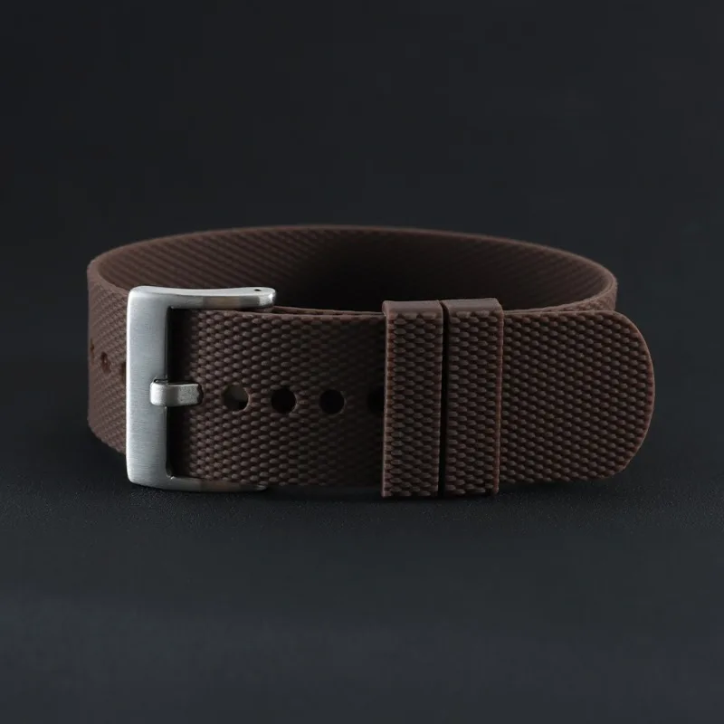 Silver, Black, and Rose Gold Silicone Watchband with Metal Pin Buckle