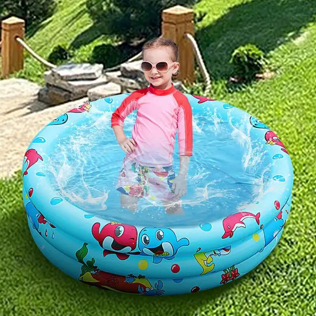 Circular Swimming Pool Kiddie Swimming Pool Three-Layer Kiddie Toddler Outdoor Pool Design Quick Drainage For Girl/Boy Outdoor 4