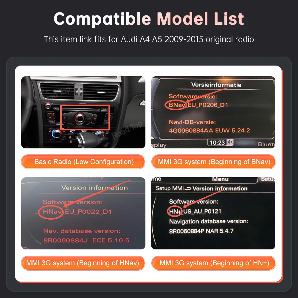 Wireless  Carplay for Audi A4 A5 Q5 2009-2015, with Android Auto Interface AirPlay Mirror Link YouTube Car Play Functions — view 2