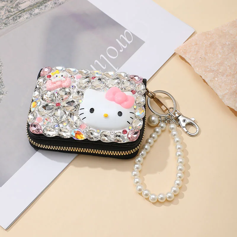 KT القط المحفظة الكرتون لطيف الشكل بو الماس متعددة الوظائف متعددة فتحة بطاقة حقيبة عملة اللؤلؤ معلقة فتاة هدية عيد ميلاد ركاب