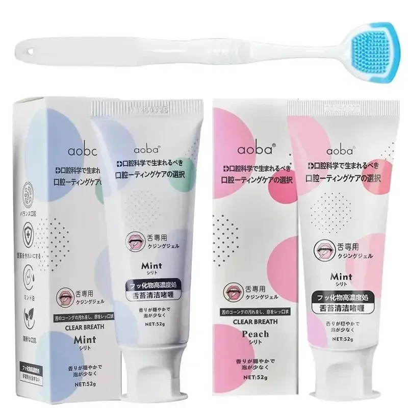 

Tongue Coating Cleaning Gel Tongue Brush Tongue Scraper Two-in-one Brush Gel Paste Remove Oral Odor Fresh Breath Cleaner Healthy